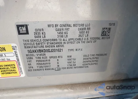 2016 Buick Enclave Leather from USA, damaged, VIN 5GAKVBKD0GJ201621